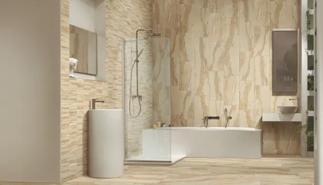 Mid shot of bathroom faucet