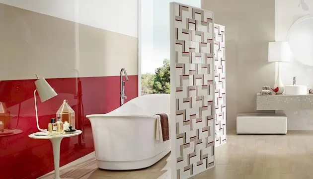 Long shot of bathroom faucet